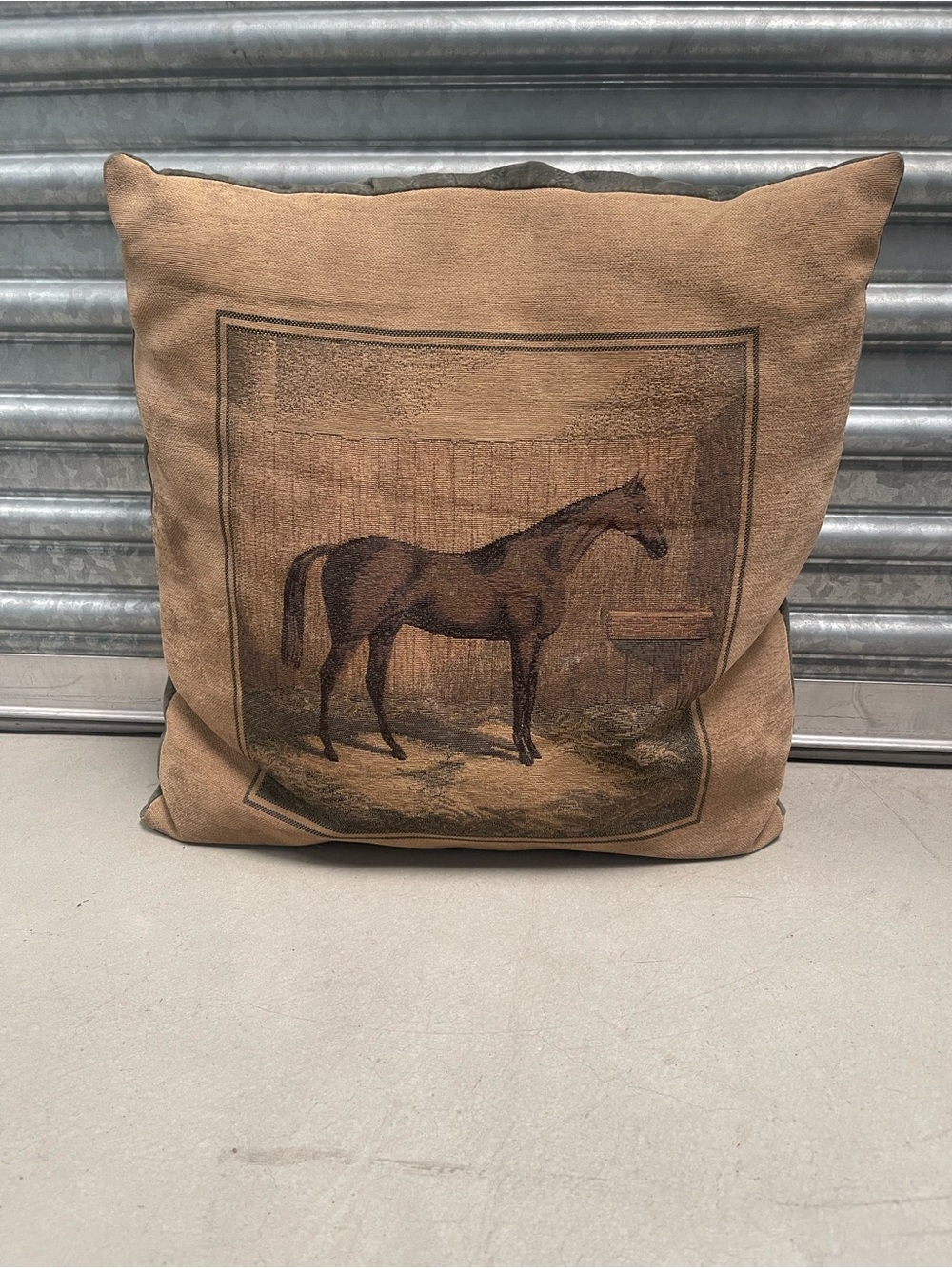 Vintage Ashford Court Equestrian Horse Trapestry Deco Throw Pillow